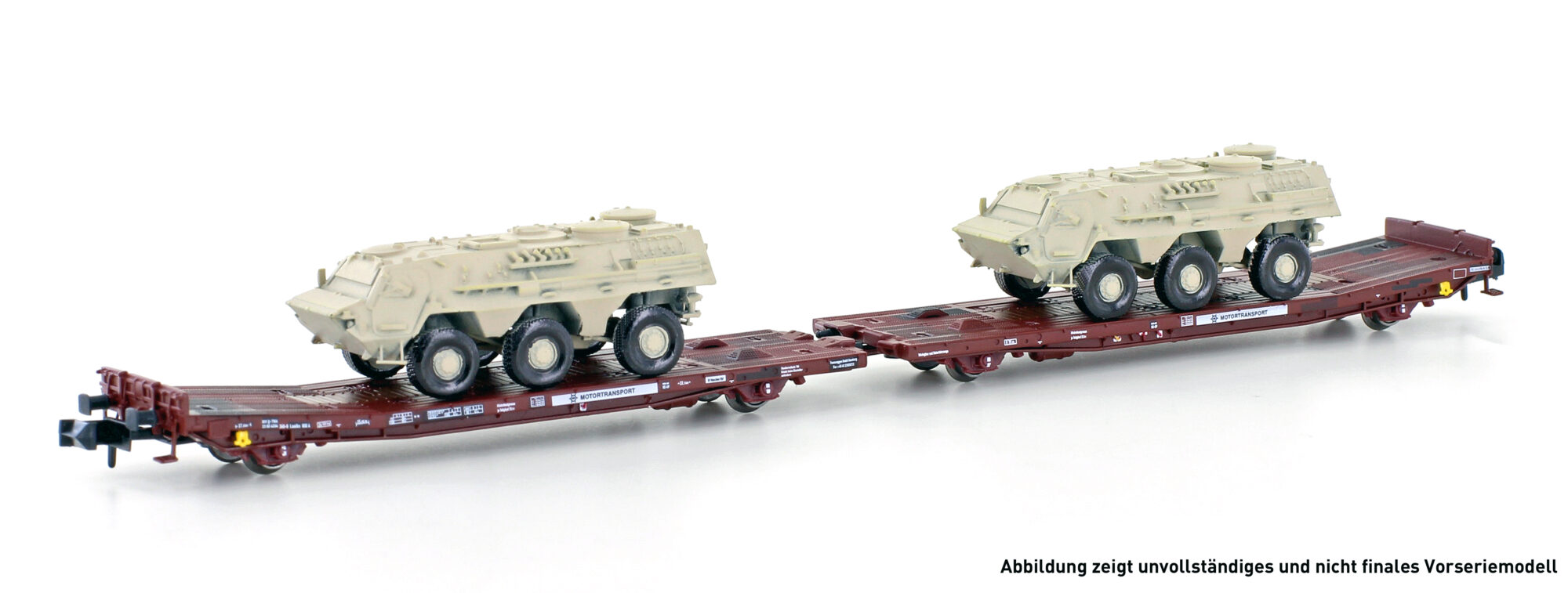 Hobbytrain H23786 Doppelflachwagen TWA 800A Laadks inkl. 2x TPz Fuchs, Ep.VI